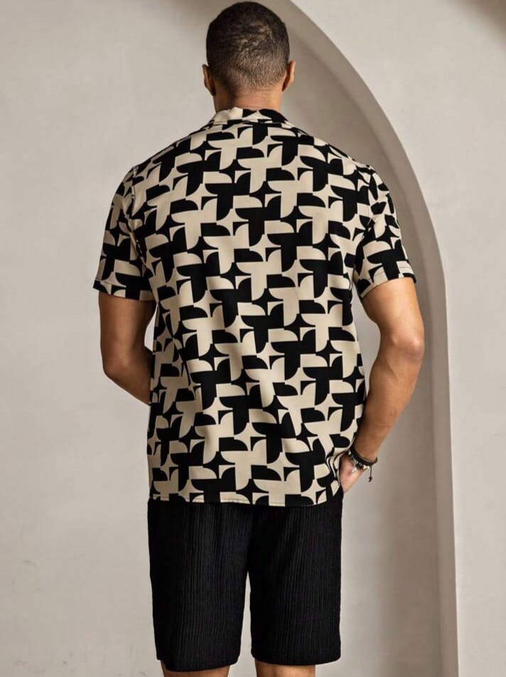 Uptown Funky VCAY Men's Woven Casual Loose Fit Short Sleeve Shirt